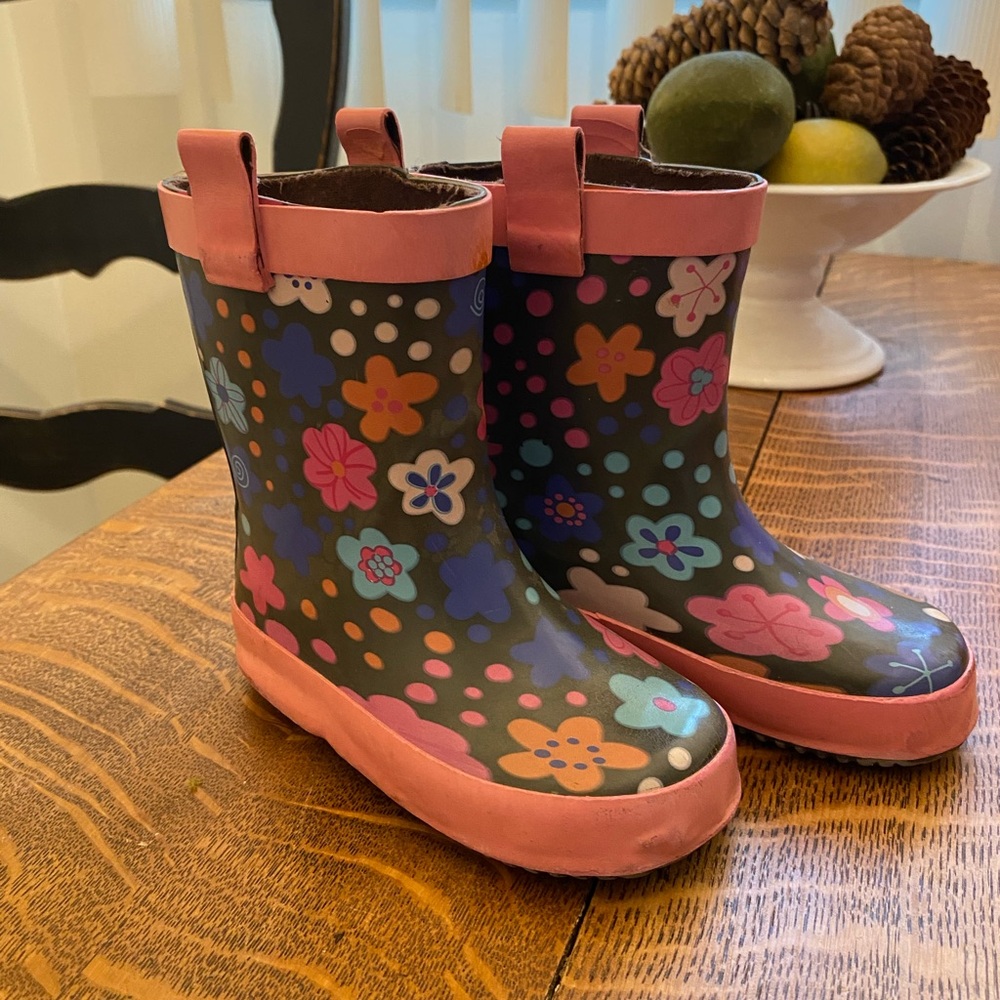 Floral Kids Rain Boots - Pink and Multicolor
